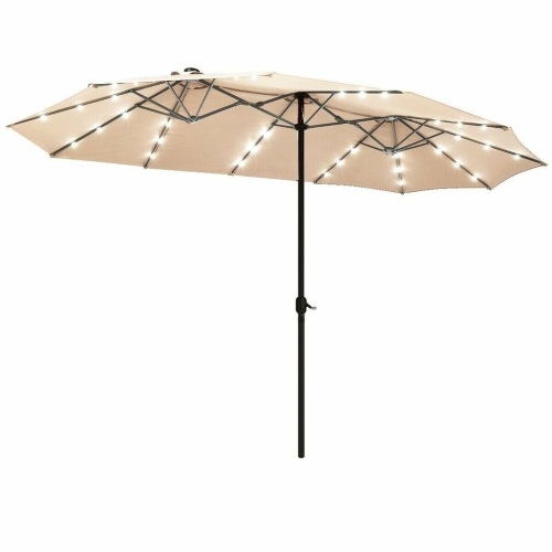 15 Ft Patio LED Crank Solar Powered 36 Lights Umbrella - Lot 342