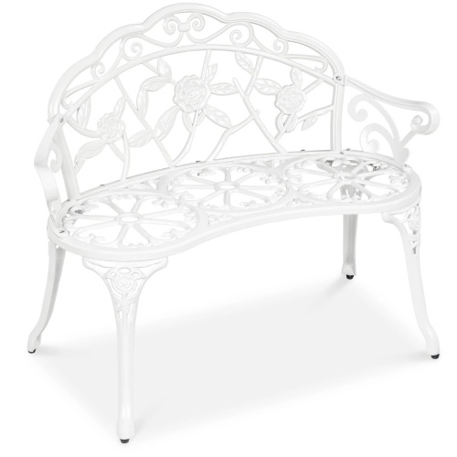 Steel Garden Bench Outdoor Patio Furniture w/ Floral Rose Accent - 39in - Lot 2865