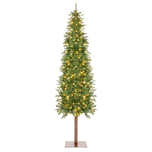 Pre-Lit Artificial Alpine Slim Pencil Christmas Tree w/ LED Lights, Stand - 6ft - Lot 2928
