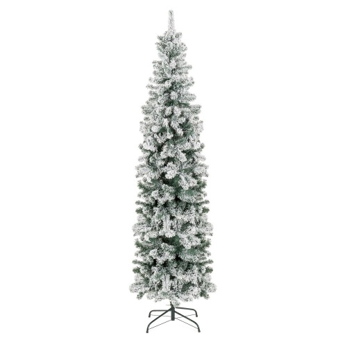 Snow Flocked Artificial Pencil Christmas Tree w/ Stand - 7.5ft - Lot 2956