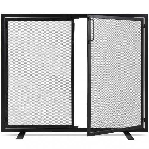 2-Door Wrought Iron Fireplace Screen w/ Magnetic Doors - 38.5x41in - Lot 3197