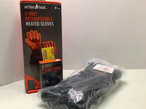 Action Heat 5 Volt Rechargeable Heated Gloves Men's 2X, Untested, Appears New - Lot 242