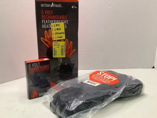 Action Heat Men's Large, 5 Volt Rechargeable Gloves, Untested, Appears New - Lot 269