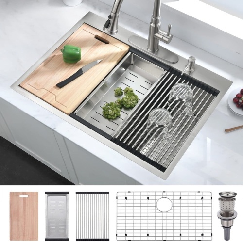 33" Stainless Steel Drop In Kitchen Sink - Lot 71