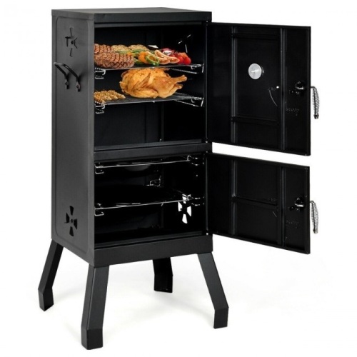 Vertical 2-tier Outdoor Barbeque Grill with Temperature Gauge   - Lot 138