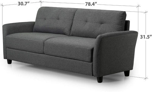 ZINUS Ricardo Sofa Couch, Tufted Cushions, Tool-Free Assembly, Dark Grey   - Lot 147