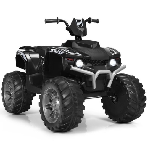Costway 12V Kids 4-Wheeler ATV Quad Ride On Car w/ LED Lights Music USB Black  - Lot 156