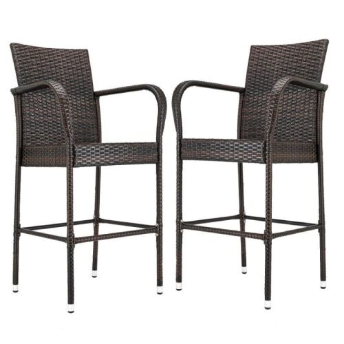 Set of 2 Rattan Patio Bar Stools - Lot 161