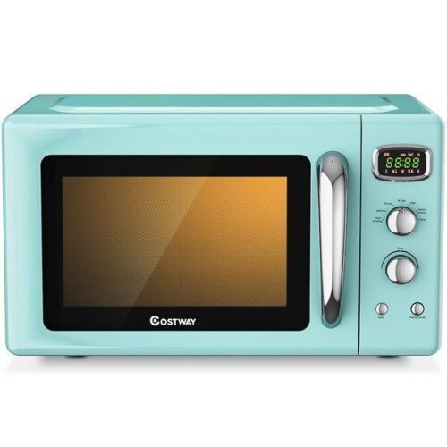 Costway 0.9Cu.ft. Retro Countertop Compact Microwave Oven 900W 8 Cooking Settings Green - Lot 252