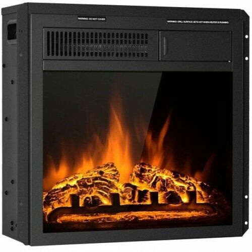18" Electric Fireplace Insert Freestanding And Recessed Heater Log Flame Remote - Lot 262