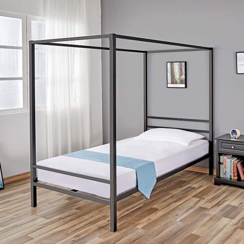 Lot of (2) Twin Four Poster Metal Canopy Bed Frames - 1 New, 1 E-Comm Return - Lot 273