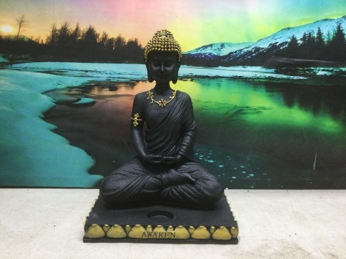 Meditating Buddha Statue, Natural Stone Finish - Lot 313