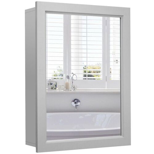 Mirrored Medicine Cabinet Wall-Mounted Bathroom Storage Organizer w/Shelf  - Lot 350