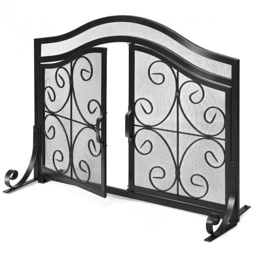 Fireplace Screen with Hinged Magnetic Two-doors Flat Guard   - Lot 362