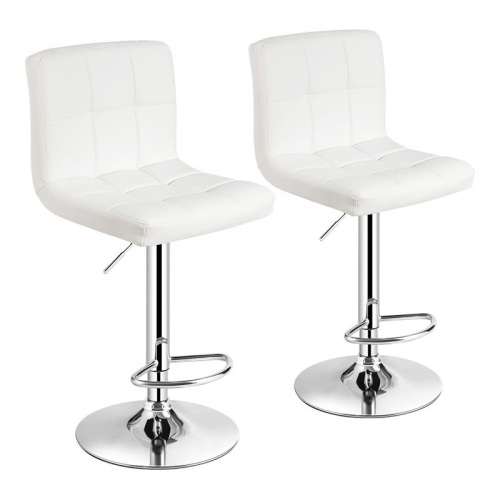Costway Adjustable Swivel Counter Height Bar Chair PU Leather w/ Back, Set of 2  - Lot 531