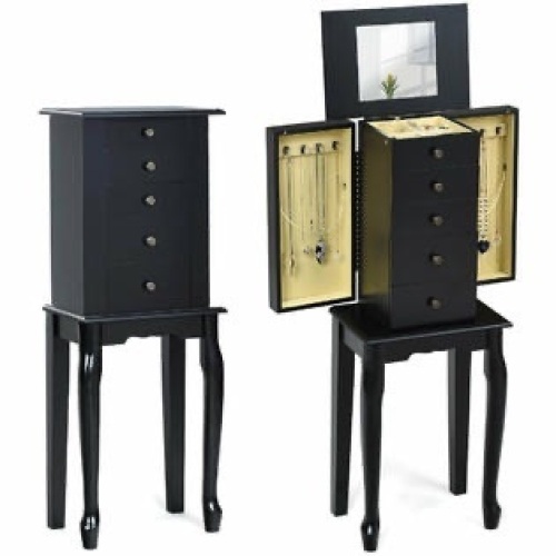 Standing Jewelry Cabinet Armoire with Mirror  - Lot 541