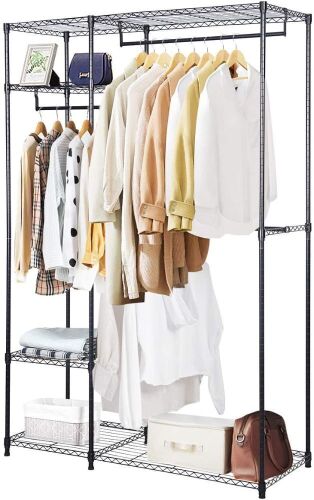 Tangkula Free Standing Closet Organizer with Storage Shelves & Hanging Rods - Lot 553
