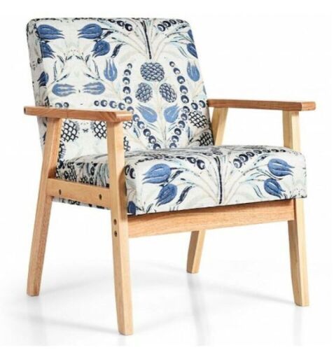 Modern Accent Armchair Fabric Lounge Chair with Rubber Wood Leg - Lot 560