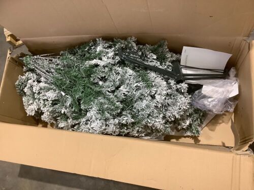 9' Pre-Lit Snow Flocked Artificial Pine Christmas Tree w/ Warm White Lights - Lot 584