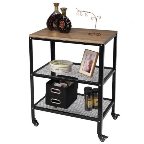 3-Tier Rolling Kitchen Cart Baker Rack with Adjustable Storage Shelves  - Lot 633