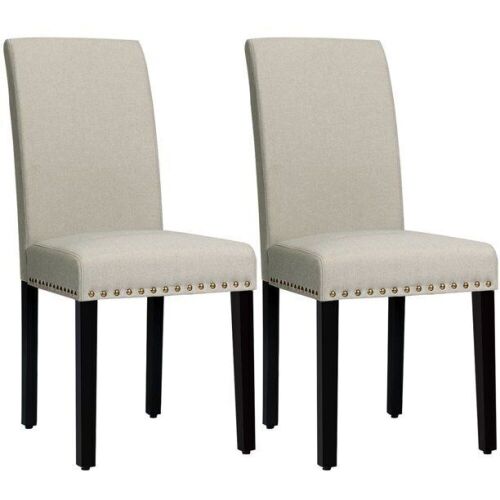 Costway Set of 2 Fabric Dining Chairs Upholstered with Nailhead Trim - Lot 921