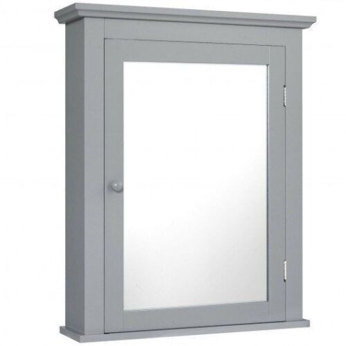 Bathroom Mirror Cabinet Wall Mounted Adjustable Shelf Medicine Storage - Lot 922