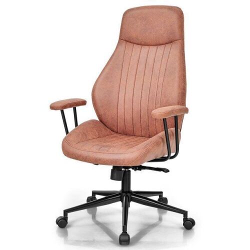 Costway High Back Office Chair Reclining Task Chair Suede Fabric  - Lot 942