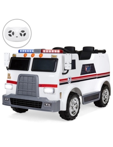12V Kids Ride On Emergency Vehicle w/ 2.4MPH Max Speed, Remote Control, USB Port, 2 Speeds, LED Lights, Realistic Siren, Intercom - Lot 94