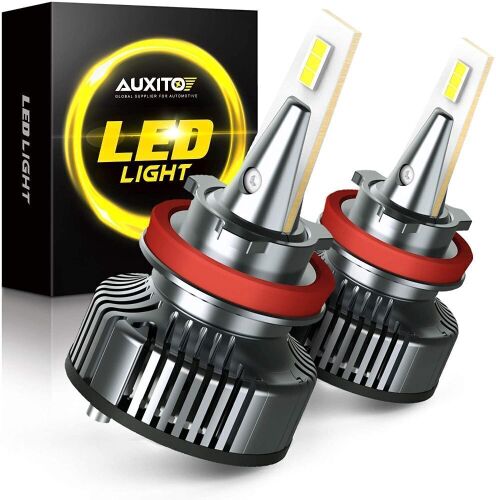 AUXITO H8/H9/H11 LED Light Bulbs, 500% Brighter, Mini Size, 80W 16,000LM Per Pair, CanBus Ready, Beam Adjustable Lamp Conversion Kit, 6500K White, Pack of 2 - Lot 281