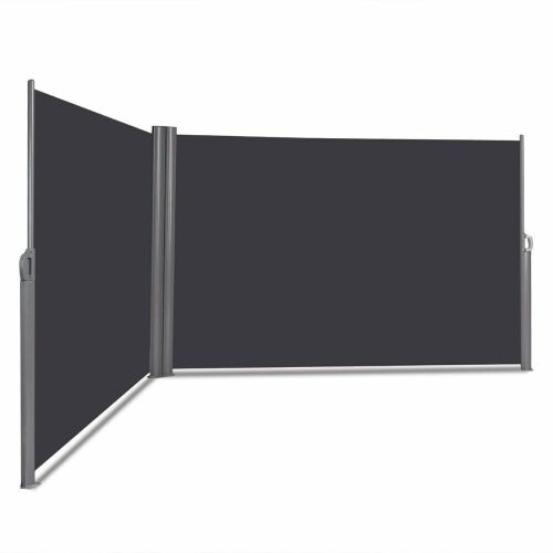 Patio Retractable Double Folding Side Awning Screen Divider 237" X 63" - Lot 442