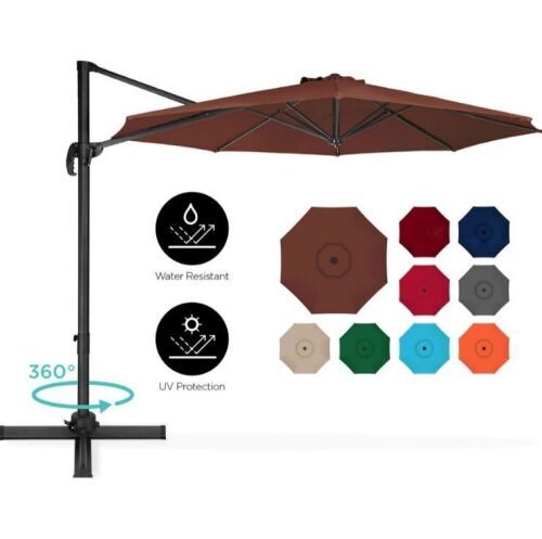 360-Degree Rotating Cantilever Offset Patio Umbrella w/ Tilt - 10ft - Lot 581