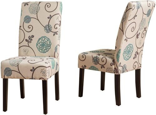 Christopher Knight Home Pertica Fabric Dining Chairs, 2-Pcs Set, White And Blue Floral - Lot 691