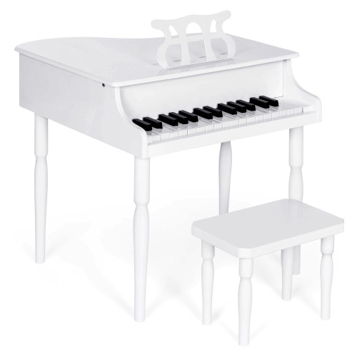 Kids Mini Wooden Grand Piano w/ Lid, Bench, Music Rack, Song Book, Stickers  - Lot 692