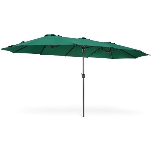 15x9ft Rectangular Outdoor Aluminum Twin Patio Market Umbrella w/ Crank, Wind Vents  - Lot 764