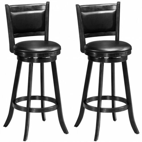 29" Swivel Bar Height Wood Barstools, Set of 2  - Lot 842