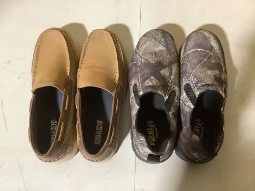 Lot of (2) Men's Slip On Shoes, Tan Size 10, Camo Size 9.5W - Lot 852