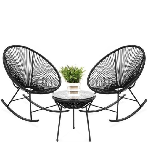 3-Piece Patio Woven Rope Acapulco Rocking Chair Bistro Set. Appears New - Lot 63