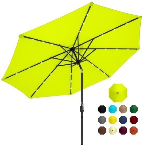 10ft Solar LED Lighted Patio Umbrella w/ Tilt Adjustment, Fade-Resistance - Light Green. Appears New - Lot 122