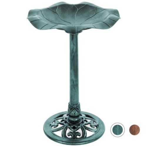 Lily Leaf Pedestal Bird Bath Decoration Accent w/ Floral Accents. Appears New - Lot 208