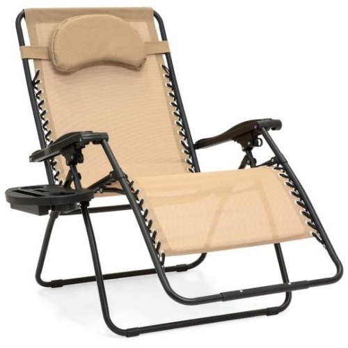 Oversized Reclining Zero Gravity Chair Lounger w/ Cup Holder, Pillow. Appears New - Lot 235