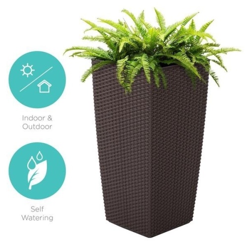 Indoor Outdoor Self-Watering Planter w/ Wheels, Water Gauge. Appears New - Lot 245