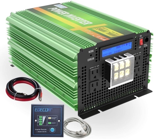 EDECOA Pure Sine Wave Power Inverter 3500W DC 12V to AC 120V with LCD Display and Remote Controller 4 AC Outlets and 1 AC Terminal Block. Appears New - Lot 261