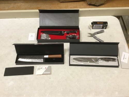 Lot of (3) Kitchen Knives, and a Gerber Multi-Tool - Lot 275