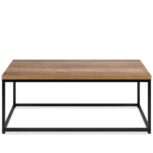 44in Modern Industrial Rectangular Wood Grain Coffee Table w/ Metal Frame - Appears New   - Lot 419