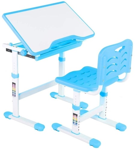 Children Desk & Chair Set, Adjustable Height, Blue - Appears New   - Lot 439