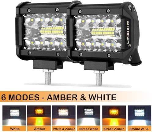 Set of 2 Auxbeam 4 Inch 60W Spot LED Pod Light Bar 6000lm Off Road Lights with Six Modes - Appear New  - Lot 442