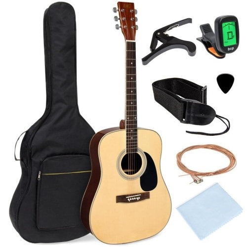 41in Acoustic Guitar Starter Kit w/ Digital Tuner, Padded Case, Picks, Strap - Appears New  - Lot 469