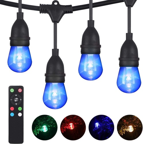 DEWENWILS 52.5ft RGBW LED Outdoor String Lights Color Changing, Dimmable, 24+2 Shatterproof Bulbs, Waterproof LED. Appears New - Lot 522