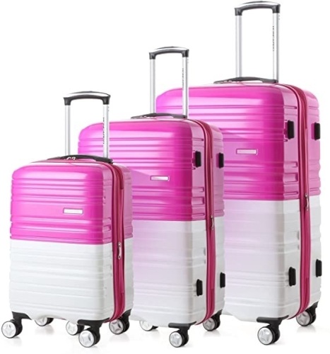 HONCARDO Luggage Set, Bi-color Hardshell Lightweight Spinner Suitcase (20", 24"& 28") with TSA. NEW - Lot 548