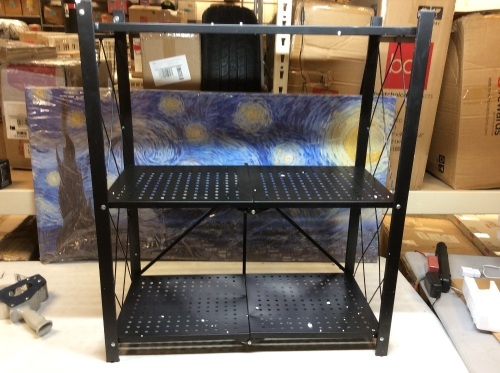 Foldable Storage Unit with Caster Wheels, Black - Appears New with Minor Cosmetic Damage  - Lot 641